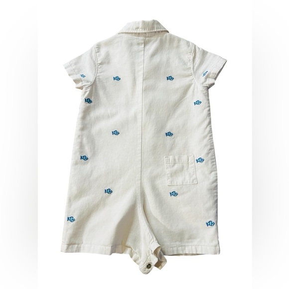 Janie and Jack White Romper With Blue Embroidered Fish Size 6-12 Months - Picture 7 of 7